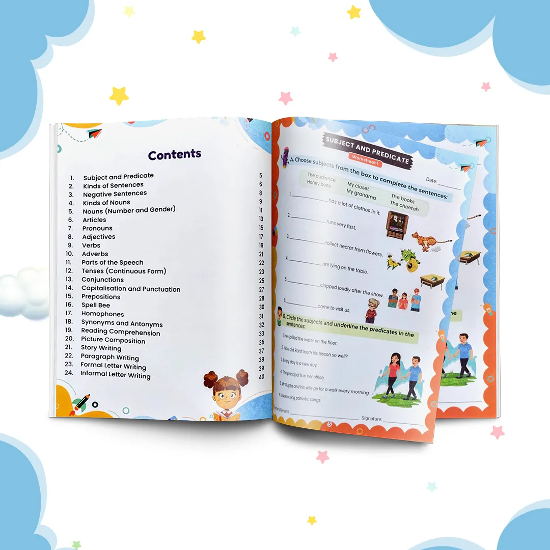 Mittsure Kids Activity Worksheet for Class 3| Set of 4| Subjects : English, Hindi, Maths, Evs