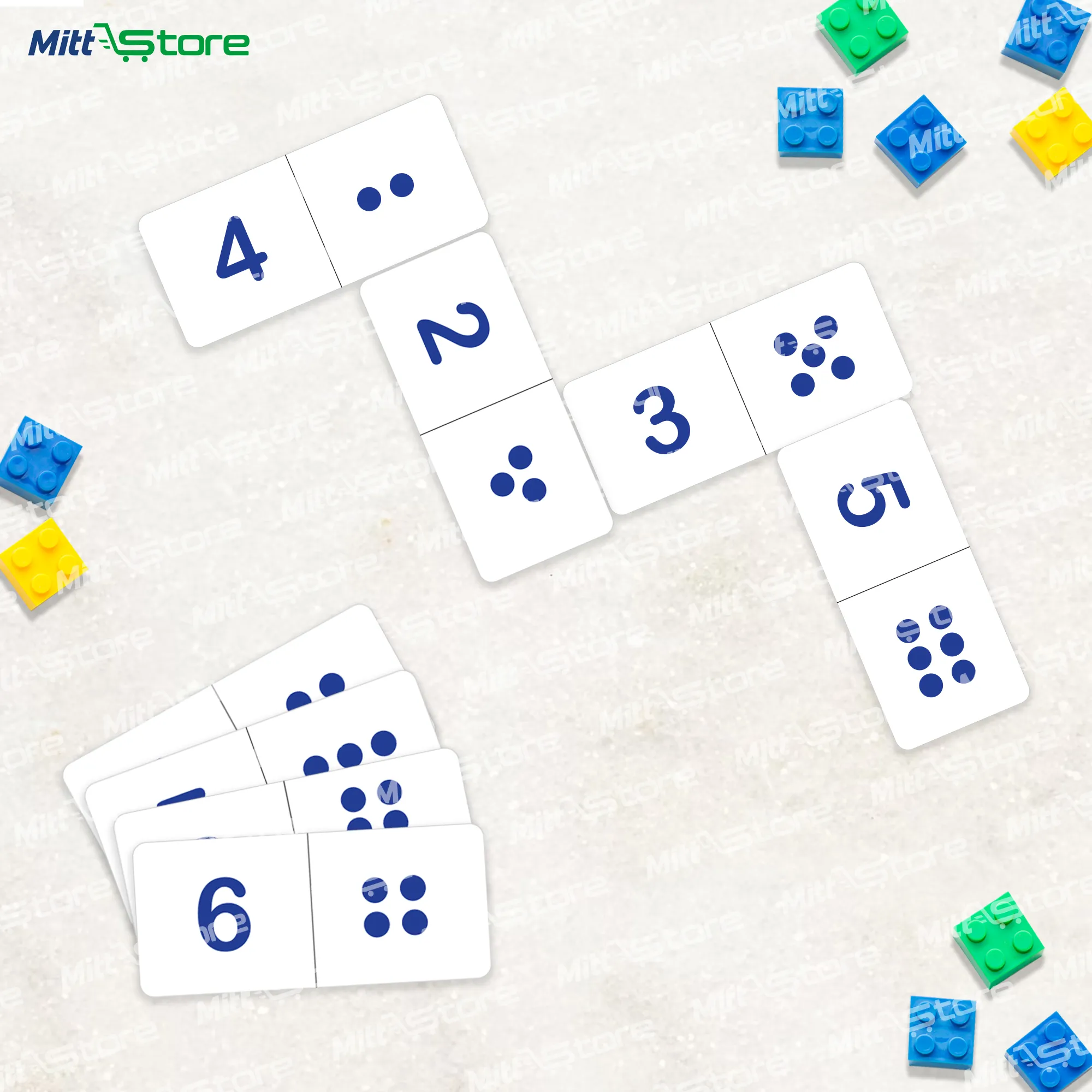 Number Dominos Flash Cards for Kids – 28 Educational Cards for Number Recognition, Counting & Matching | Montessori Math Learning Toy