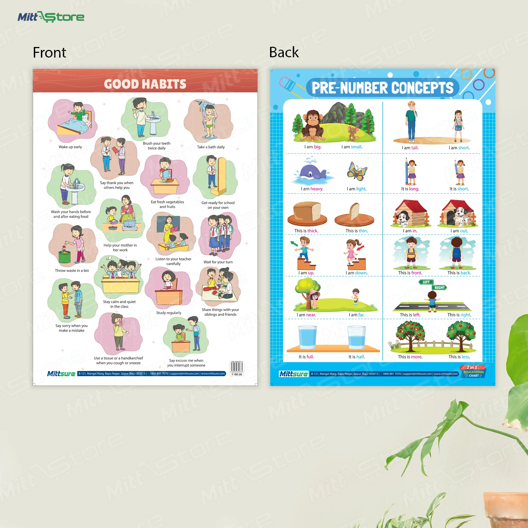 Chart: Good Habits & Pre-Number Concept – Early Learning Educational Chart for Kids