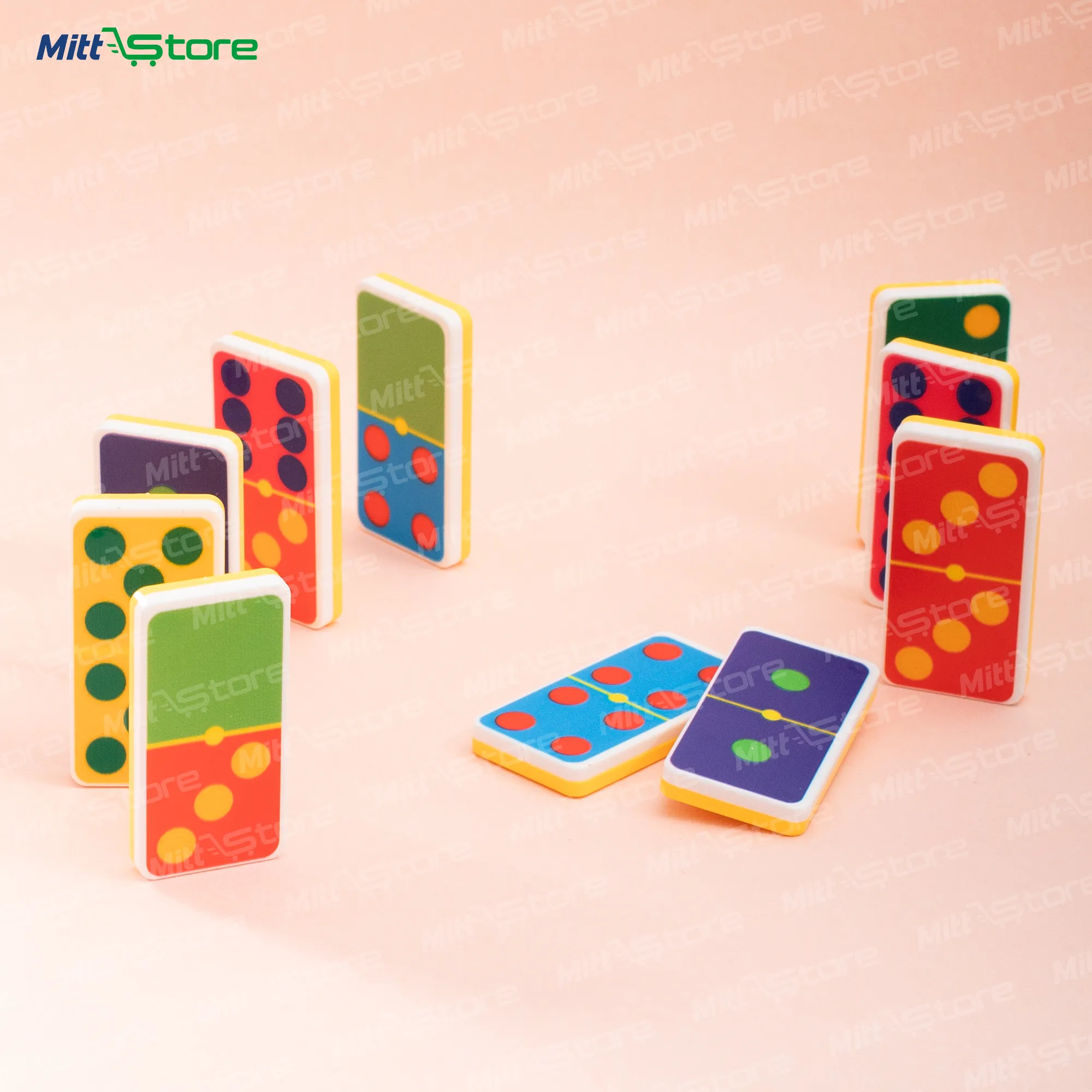 Color Dot Dominoes: 28 Large Tiles for Premium Family Fun