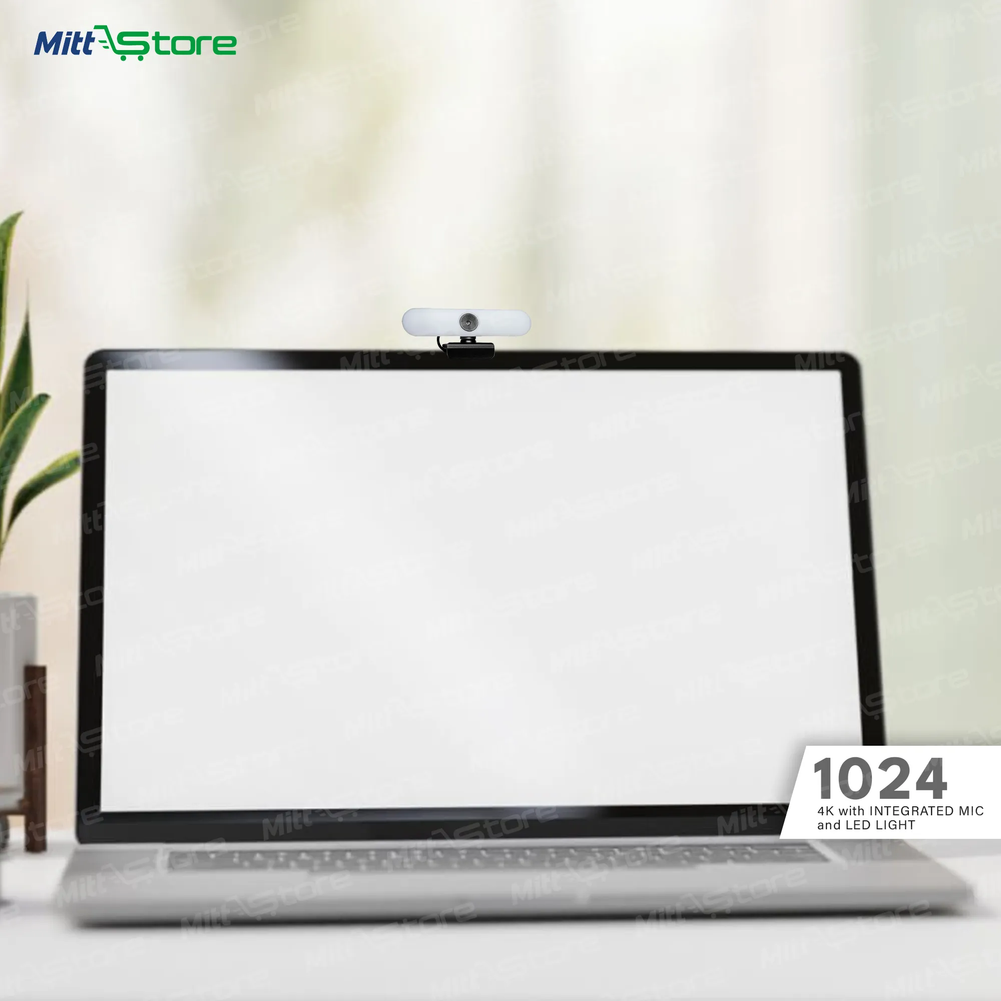 4K 1024 Webcam with Integrated Mic and LED Light – Perfect for Streaming & Video Calls