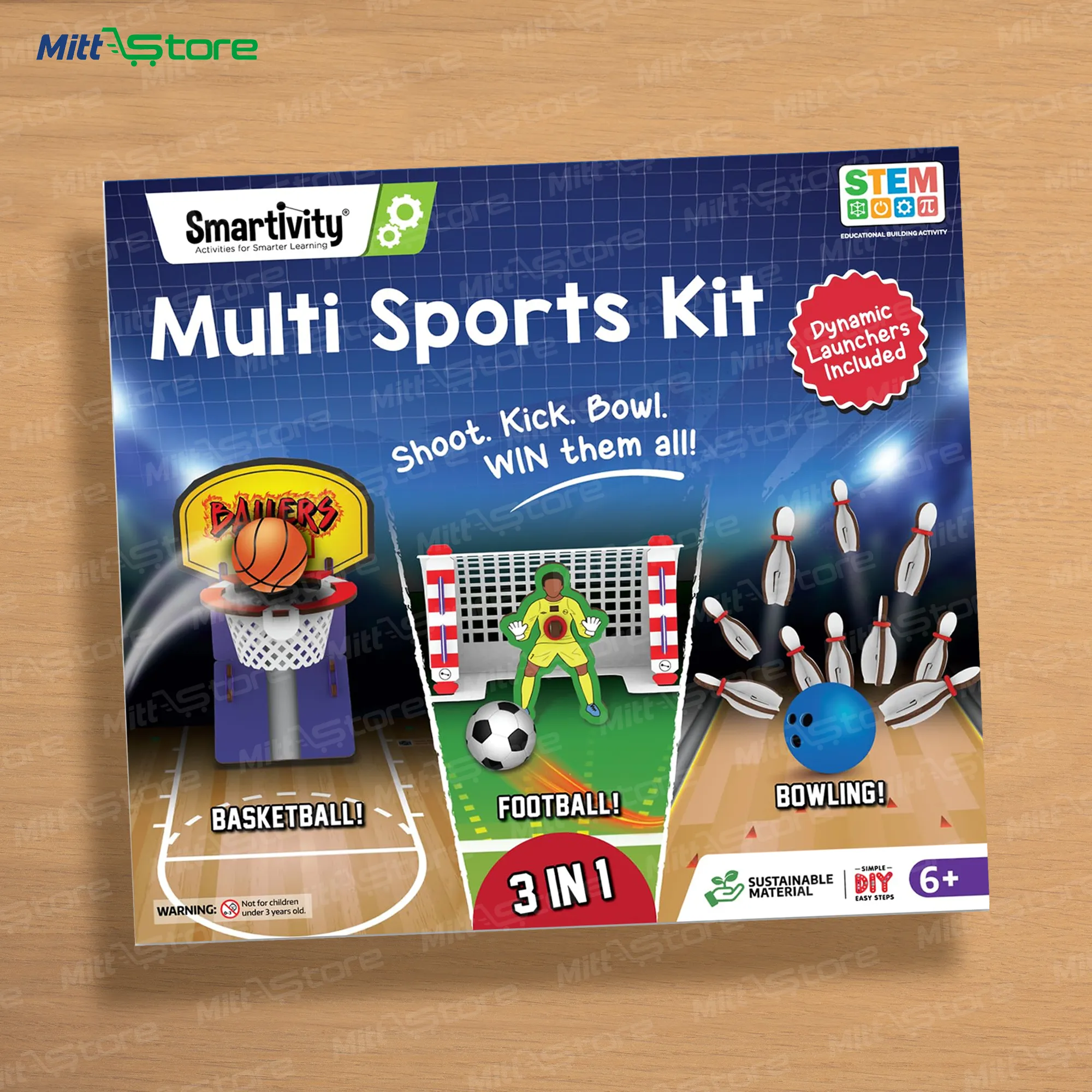 Multi-Sports STEM Kit for Kids – DIY Basketball, Football & Bowling Games | Screen-Free Learning Toy