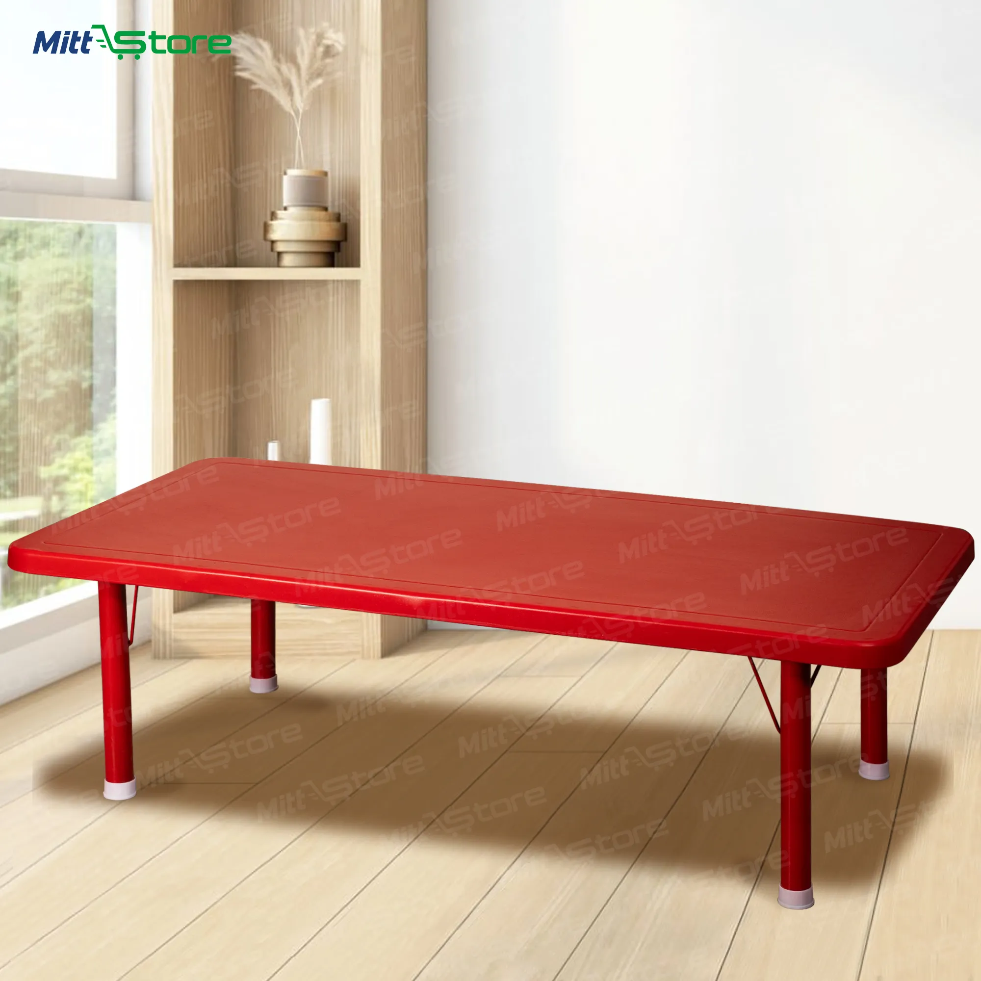 Huge Red Rectangle Table – Spacious and Durable Kids Activity Table