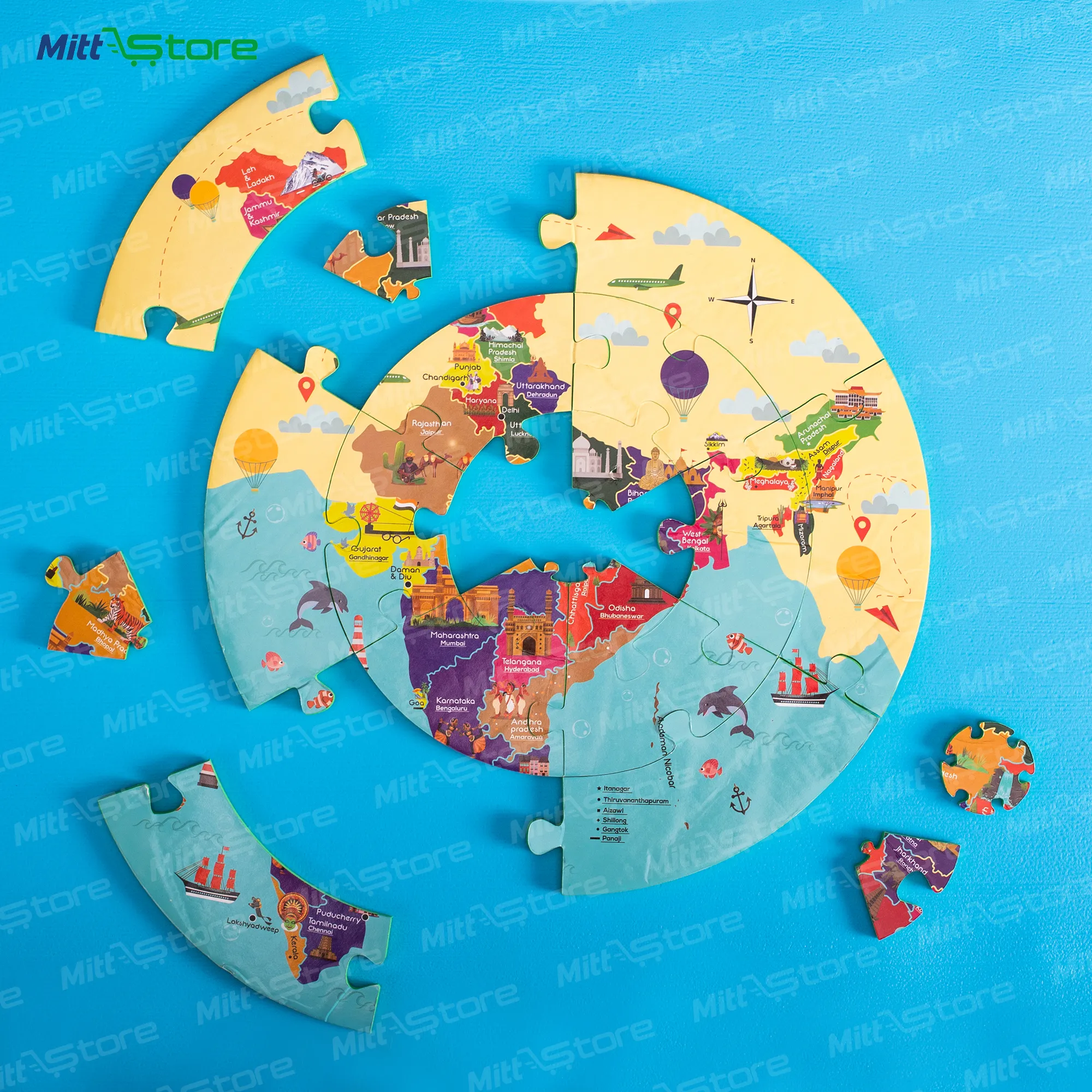 Map Puzzle Set of 2 – India and World Map Foam Puzzles for Geography Learning