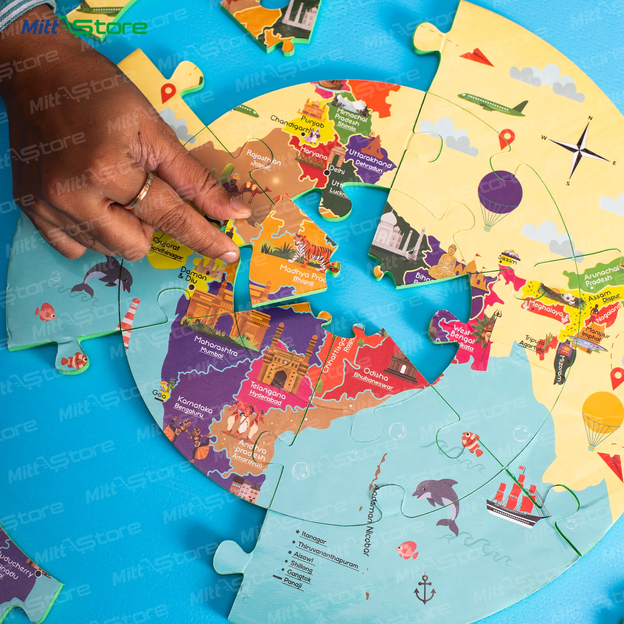 Map Puzzle Set of 2 – India and World Map Foam Puzzles for Geography Learning