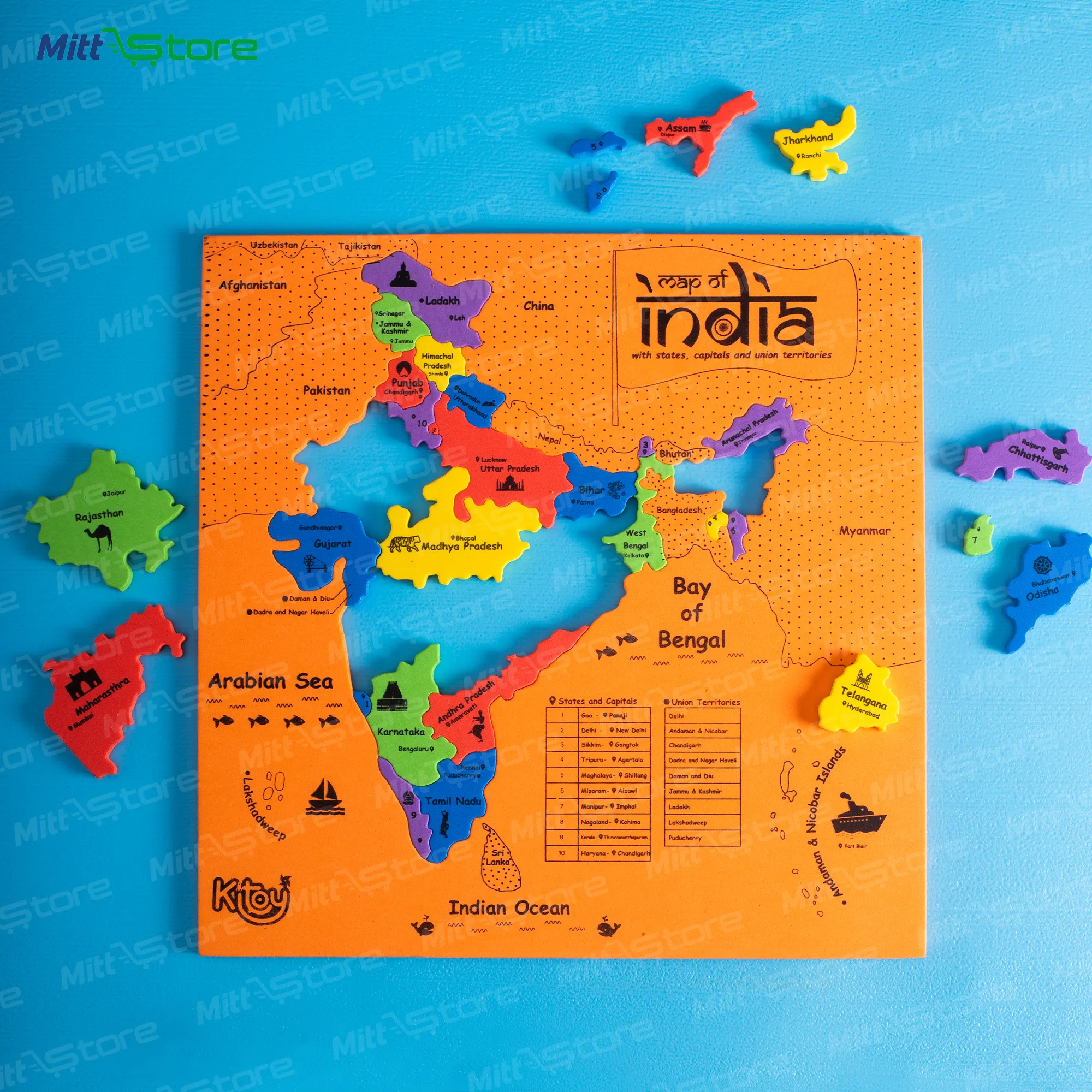 Foam India Map Puzzle – Educational Geography Toy for Kids