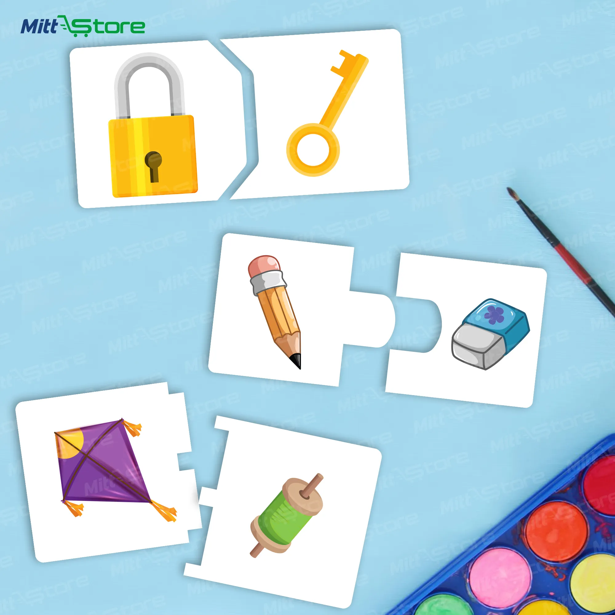 Pair It Up Game Cards – Dual Picture Matching with Unique Shapes