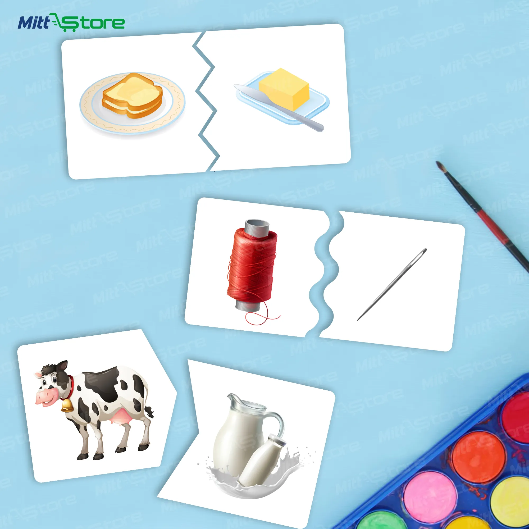 Pair It Up Game Cards – Dual Picture Matching with Unique Shapes