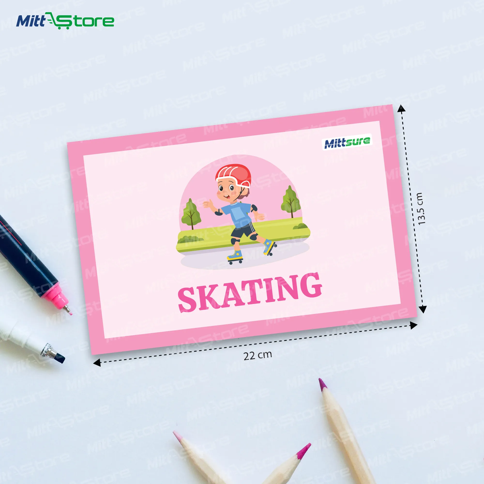 Box of 55 Flashcards - Animals & Babies, Sports Equipment, and Places Around Us