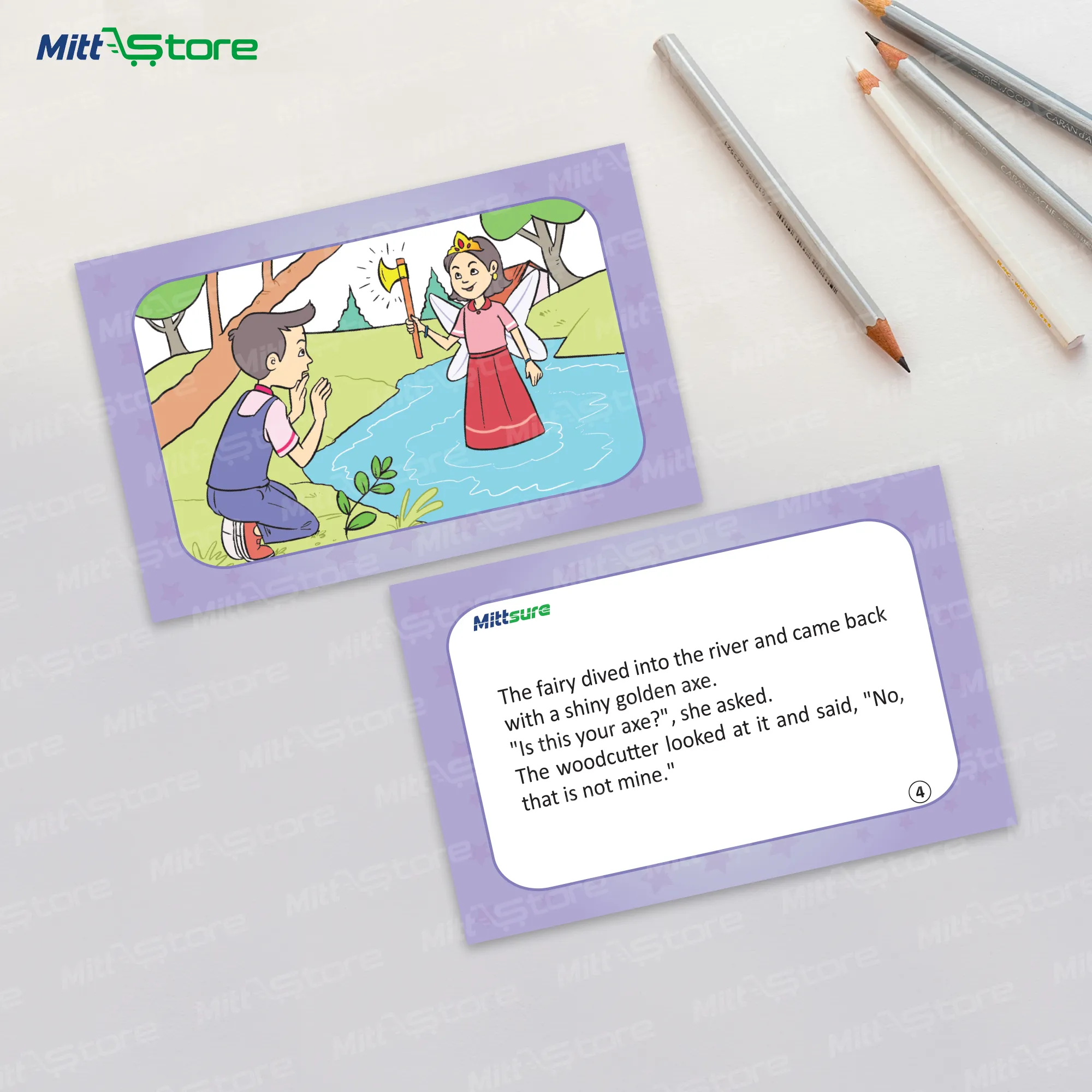 Story Cards – 3 English & 2 Hindi Stories (25 Double-Sided Educational Cards) 