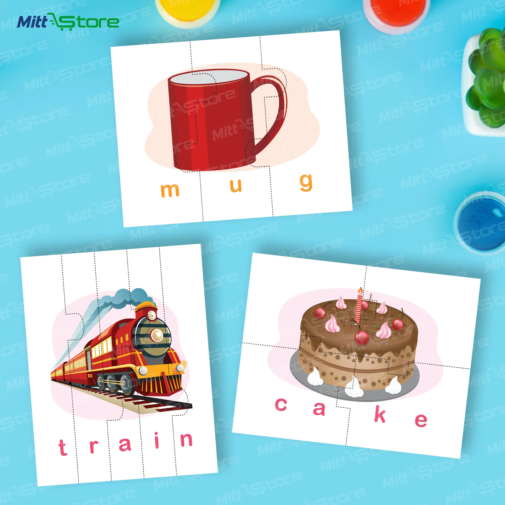 Word Puzzle Box – 3, 4, & 5 Letter Words (48 Illustrated Cards)